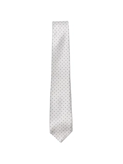 Emporio Armani Geometric-pattern Satin-finish Tie In White
