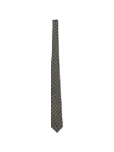 Emporio Armani Geometric-pattern Silk Tie In Gray