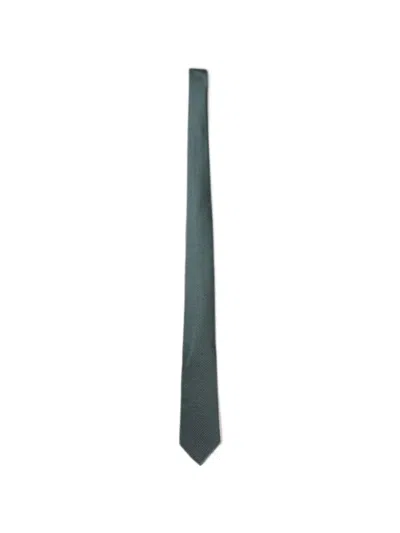 Emporio Armani Geometric-pattern Silk Tie In Green