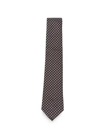 Emporio Armani Geometric-pattern Silk Tie In Multi
