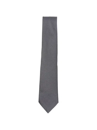 Emporio Armani Geometric-pattern Tie In Gray