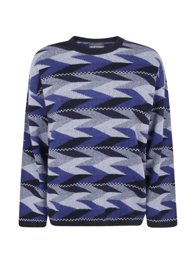 Emporio Armani Geometric-pattern Wool Sweater In Multi