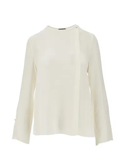 Emporio Armani Georgette Button Blouse In White