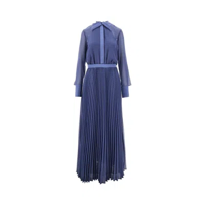 Emporio Armani Georgette Long Dress In Blue