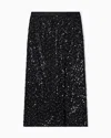 Emporio Armani Georgette Skirt With All-over Beads And Sequins In Black