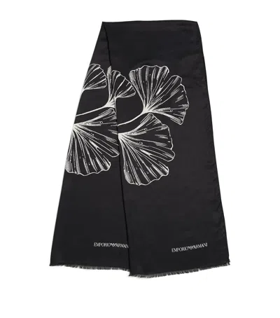 Emporio Armani Ginkgo Scarf In Black