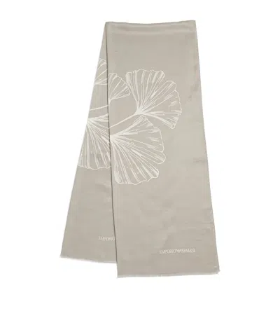 Emporio Armani Ginkgo Scarf In Grey