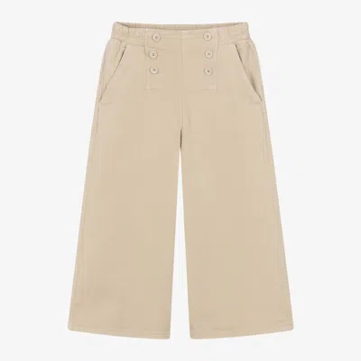 Emporio Armani Babies' Girls Beige Cotton Wide Leg Trousers In Yellow