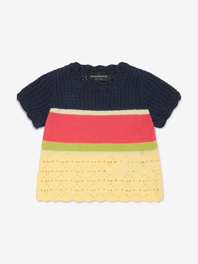Emporio Armani Babies'  Girls Crochet Knit T-shirt In Multicoloured