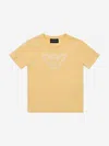 Emporio Armani Yellow T-shirt With Embroidered Logo On The Front In Cotton Girl