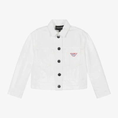 Emporio Armani Kids' Girls Ivory Embroidered Denim Jacket