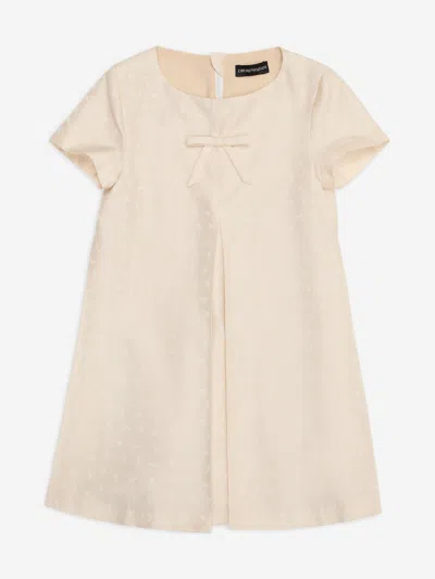 Emporio Armani Kids'  Girls Logo Dress With Pleat In Sand