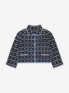 Emporio Armani Logo-jacquard Knitted Jacket In Blue