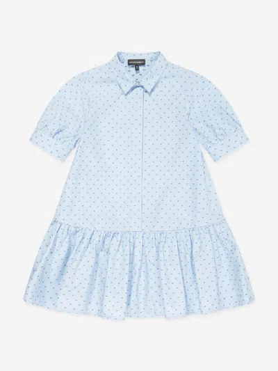 Emporio Armani Kids' Girls Logo Shirt Dress In Blue