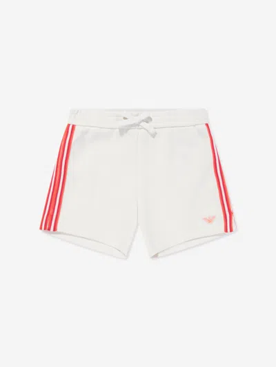 Emporio Armani Kids' Embroidered-logo Cotton Shorts In White