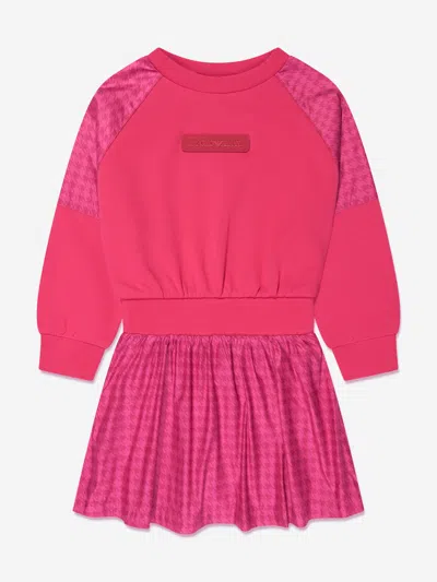 Emporio Armani Kids' Logo-appliqué Houndstooth Dress In Pink