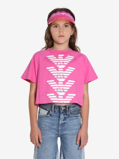 Emporio Armani Babies' Girls Logo T-shirt In Pink