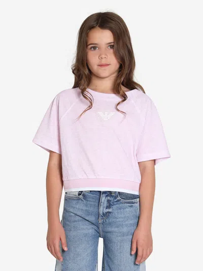Emporio Armani Kids' Girls Logo T-shirt In Pink