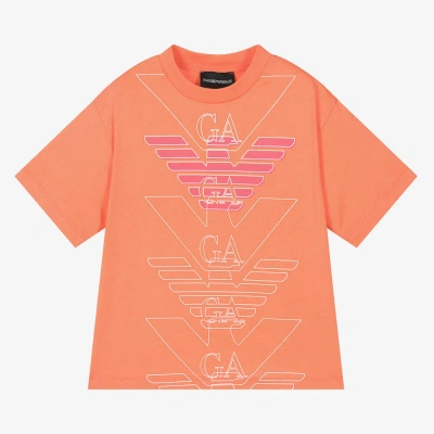 Emporio Armani Kids' Girls Orange Ea Crew T-shirt