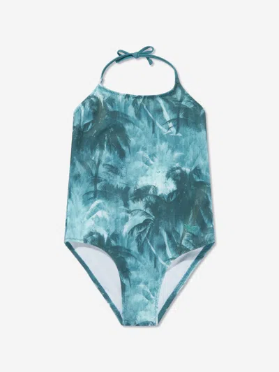 Emporio Armani Kids'  Girls Palm Leaf Swimsuit In Green