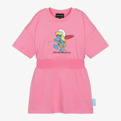 Emporio Armani Kids' Girls Pink Organic Cotton Smurfs Dress
