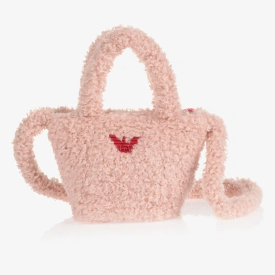 Emporio Armani Kids' Girls Pink Teddy Fleece Bag (28cm)