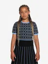 Emporio Armani Girls Short Sleeve Logo Jumper In Blue