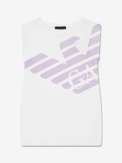 Emporio Armani Babies' Girls Sleeveless Logo Dress In White