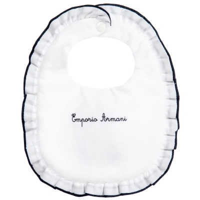 Emporio Armani Babies' Girls White Cotton Logo Bib In Gray