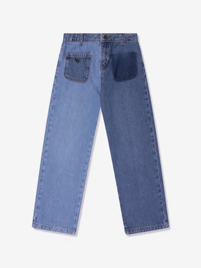 Emporio Armani Kids' Girls Wide Leg Jeans In Blue
