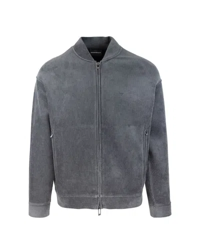 Emporio Armani Gray Velvet Jacket In Grey