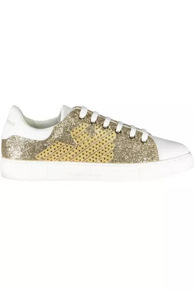 Emporio Armani Gleaming Lace-up Sport Women's Sneakers In Gold