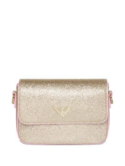 Emporio Armani Kids' Glitter-embellished Shoulder Bag In Gold