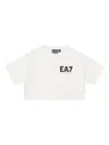 Emporio Armani Glitter-logo Cropped Top In White
