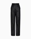 Emporio Armani Glove-quality Lambskin Nappa Leather Palazzo Trousers In Black