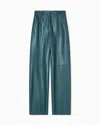 Emporio Armani Glove-quality Lambskin Nappa Leather Palazzo Trousers In Blue