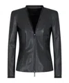 Emporio Armani Tailored Zip-front Nappa Leather Jacket In Black