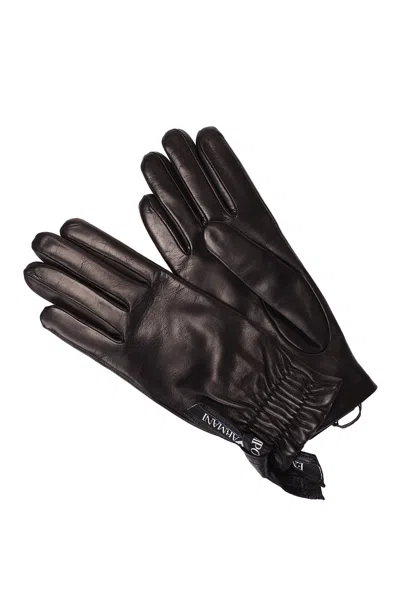 Emporio Armani Elasticated Cuff Gloves In Black