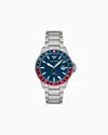 Emporio Armani Gmt Dual Time Stainless Steel Watch In Multicoloured
