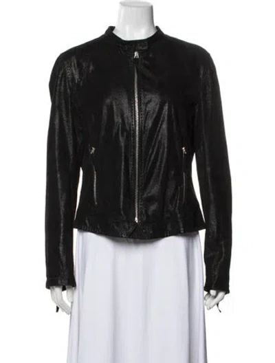 Pre-owned Emporio Armani Goat Leather Biker Jacket In Black