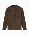 Emporio Armani Goat Suede Shirt Jacket With Guru Collar In Brown