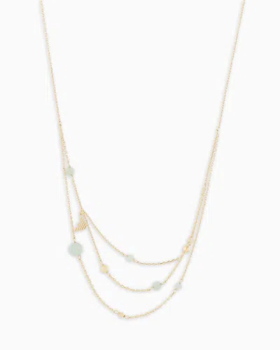 Emporio Armani Gold-tone Green Aventurine Multi-chain Necklace