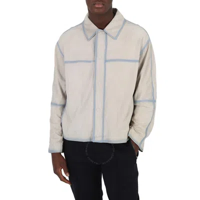 Emporio Armani Gradient Effect Lightweight Goatskin Suede Blouson Jacket In White
