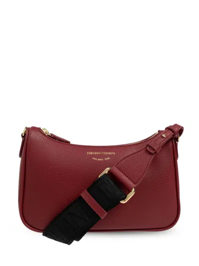 Emporio Armani Grain-texture Crossbody Bag In Burgundy