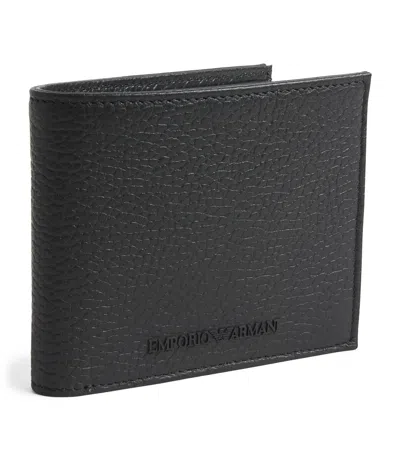 Emporio Armani Grained Calfskin Bifold Wallet In Brown