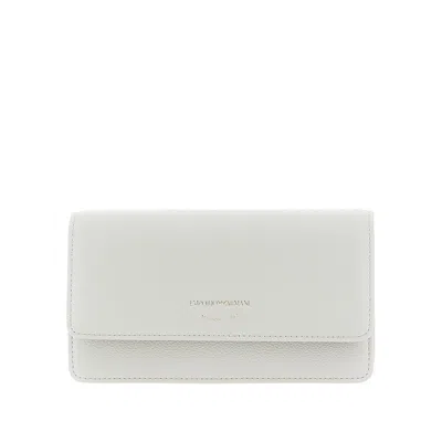Emporio Armani Grained Leather Clutch With Chain In White