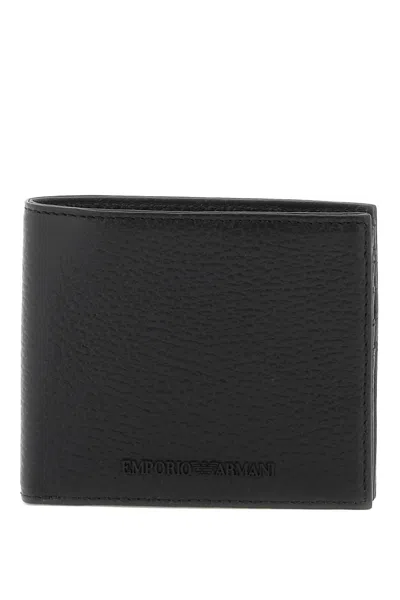 Emporio Armani Grained Leather Wallet In Nero