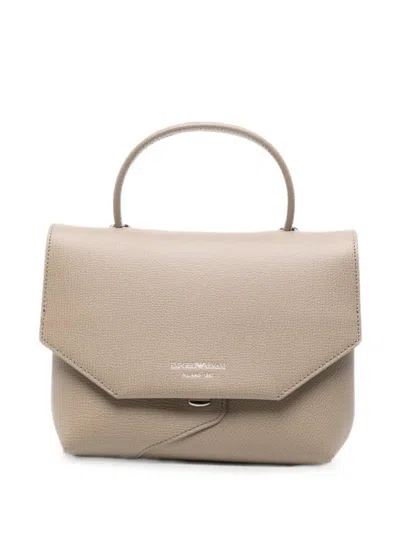 Emporio Armani Grained-leather Mini Tote Bag In Brown