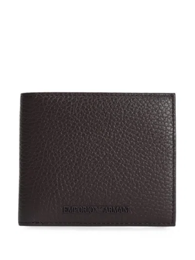 Emporio Armani Grainy Leather Wallet In Gray
