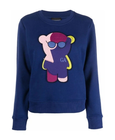 Emporio Armani Graphic Bear Print Sweatshirt In Blue